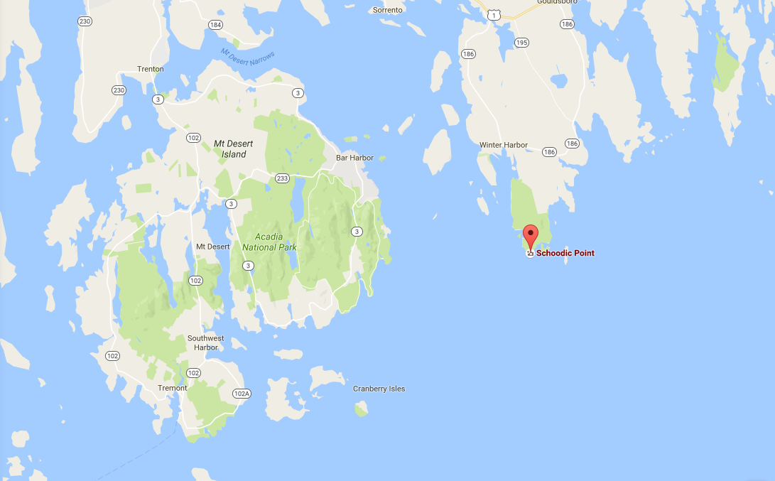 Google Map of Mount Desert Island and Schootic Peninsula