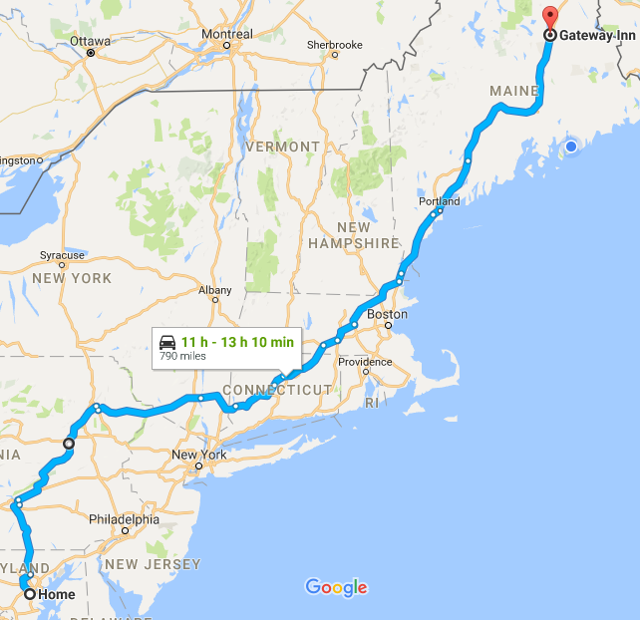 Google Map of our driving route